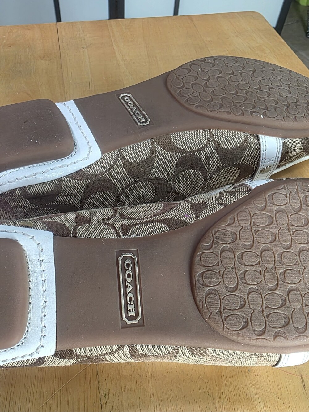 Classic Coach Women's Signature Jacquard Driving Loafers Khaki/White NEW Size 11 - Picture 5 of 6